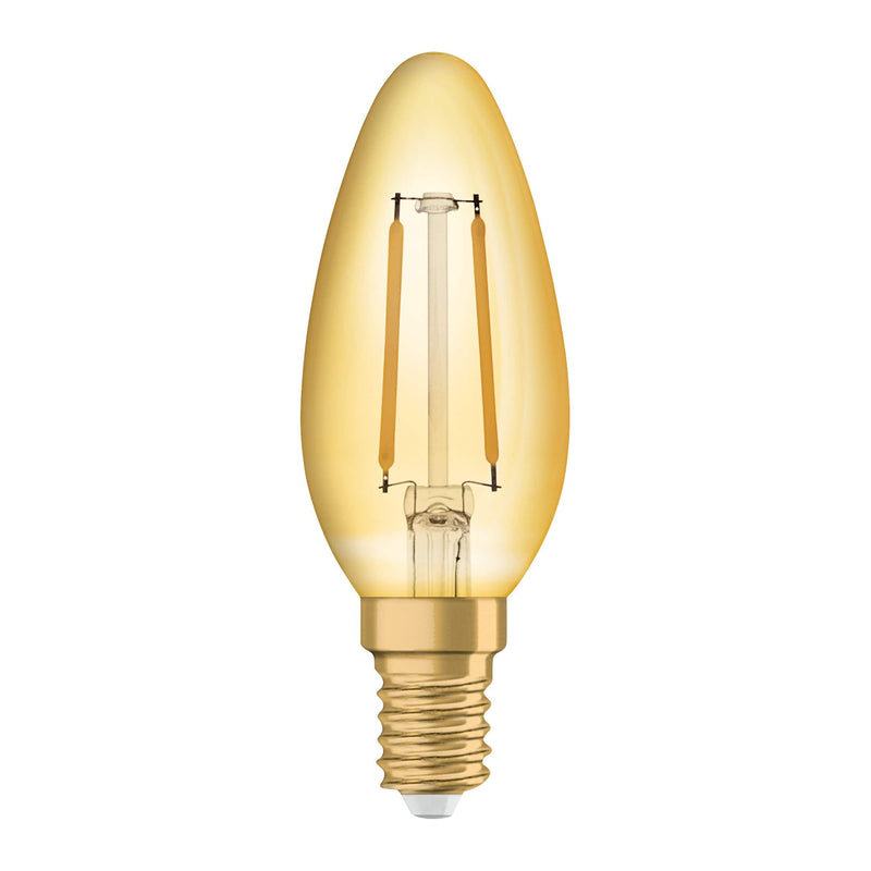 Osram 2.5W Vintage Gold LED Candle Bulb E14/SES Very Warm White - 293212, Image 1 of 4