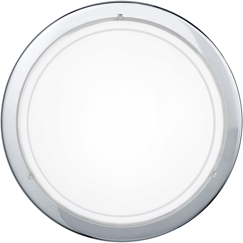 EGLO ES/E27 Round Chrome Wall/Ceiling Light With White Painted Glass Diffuser - 83155, Image 1 of 1