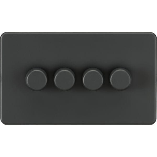 Knightsbridge Screwless 4G 2-way 10-200W (5-150W LED) trailing edge dimmer - Anthracite - SF2184AT, Image 1 of 1