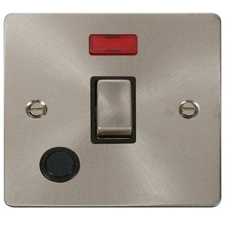 Click Scolmore Define Brushed Steel 1 Gang Double Pole Switch 20A With Black Ingot - FPBS523BK
