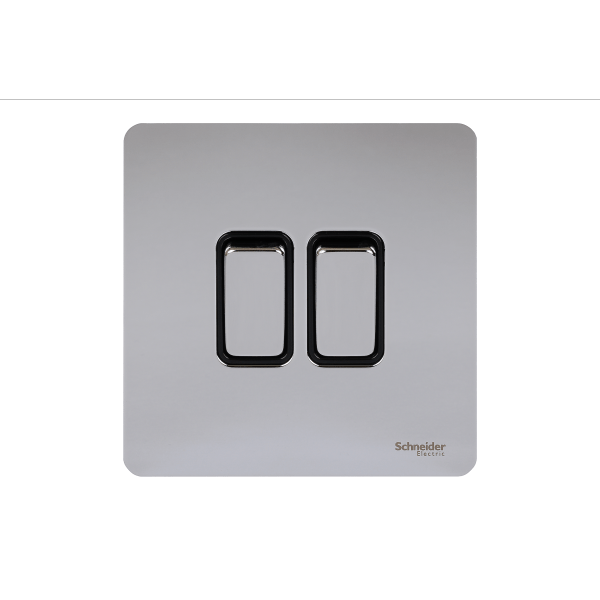 Schneider USFP 16AX 2G 2W Switched Black Insert - Polished Chrome - GU1422BPC, Image 1 of 1
