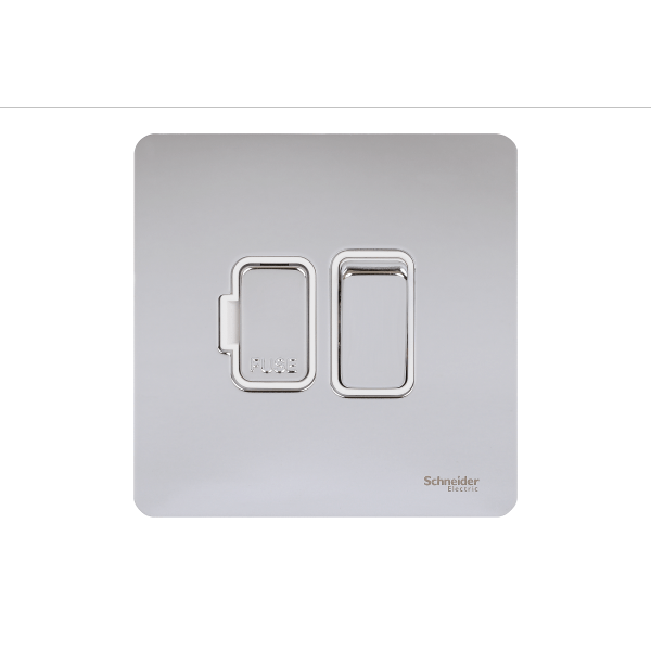 Schneider USFP 13A Switched Fused Spur White Insert Polished Chrome - GU5410WPC, Image 1 of 1