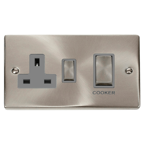 Click Scolmore Deco Ingot 45A Cooker Switch Unit with 13A 2 Pole Switched Socket - VPSC504GY, Image 1 of 1