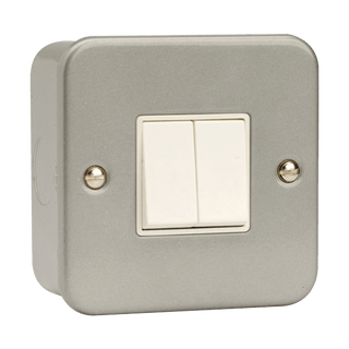 Click Scolmore Essentials Metal Clad 2 Gang 2 Way 10A Switch - CL012