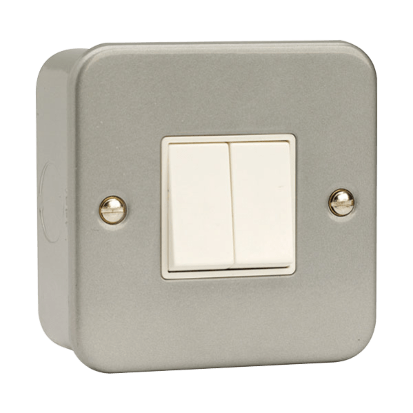 Click Scolmore Essentials Metal Clad 2 Gang 2 Way 10A Switch - CL012, Image 1 of 1