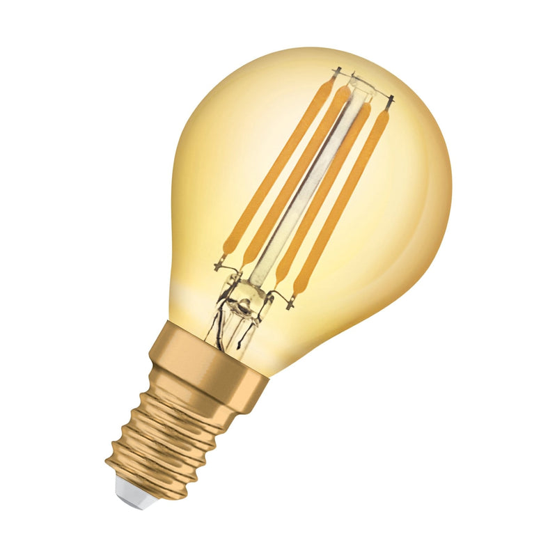 Osram 1.4W Vintage Gold LED Ball Bulb E14/SES Very Warm White - 119543, Image 2 of 4