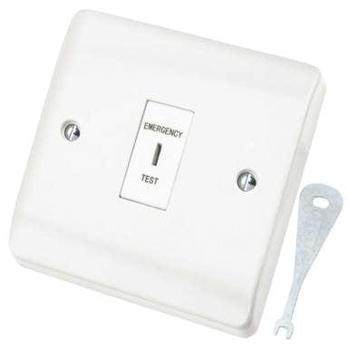 Click Scolmore Mode 10A DP 1 Gang Emergency Test Key Switch White - CMA110, Image 1 of 1