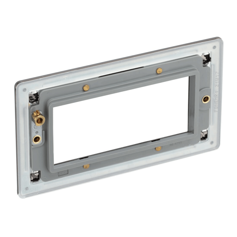 BG Flat Plate Black Nickel 4 Mod Rect Front Plate - FBNEMR4, Image 3 of 3