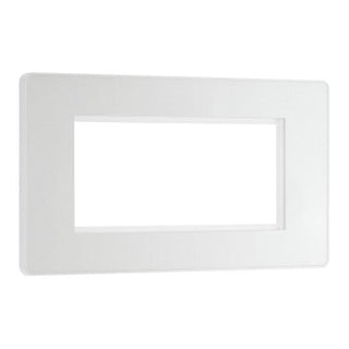 BG Evolve Pearl White Grid 4 Gang Euro Module Front Plate - PCDCLEMR4W
