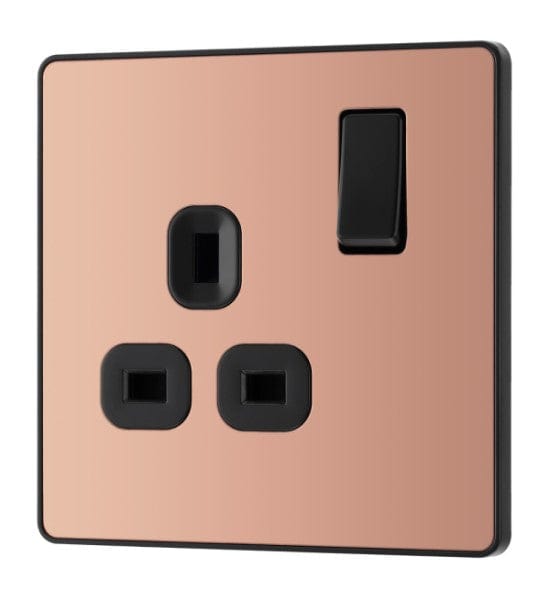 BG Evolve Polished Copper Single Switched 13A Power Socket - PCDCP21B, Image 1 of 6