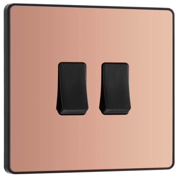 BG Evolve Polished Copper Double Light Switch 20A 16AX 2 Way - PCDCP42B, Image 1 of 6
