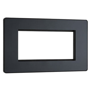 BG Evolve Matt Grey Grid 4 Gang Euro Module Front Plate - PCDMGEMR4B