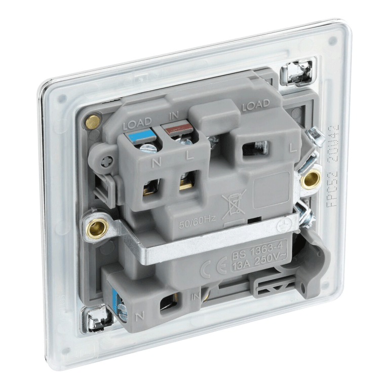 BG Screwless Flatplate Polished Chrome Switched 13A Fused Connection Unit, With Power Indicator - FPC52, Image 3 of 3