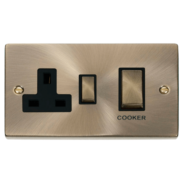Click Scolmore Deco Ingot 45A Cooker Switch Unit with 13A 2 Pole Switched Socket - VPAB504BK, Image 1 of 1