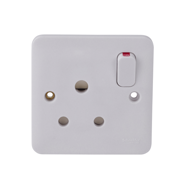 Schneider LWM 1G 15A Round Pin Switched Socket White - GGBL3090, Image 1 of 1