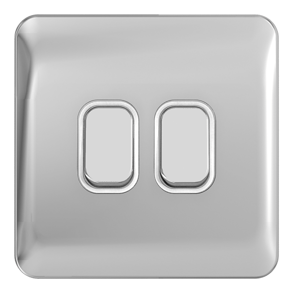 Schneider LSD 10AX 2G 2W Switch White Insert - Polished Chrome - GGBL1022WPC, Image 1 of 1