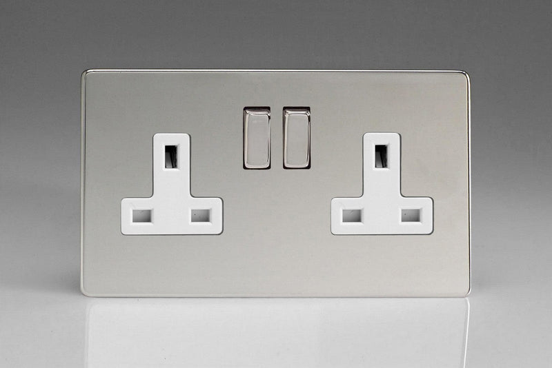 Varilight 2 Gang 13A Double Pole Switched Socket with Metal Rockers - XDC5WS, Image 1 of 1