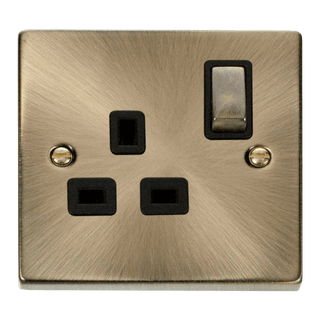 Click Scolmore Deco Ingot 1 Gang 13A 2 Pole Switched Socket - VPAB535BK