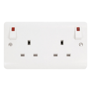 Click Scolmore Mode 13A 2 Gang Outboard Plug Socket White - CMA840