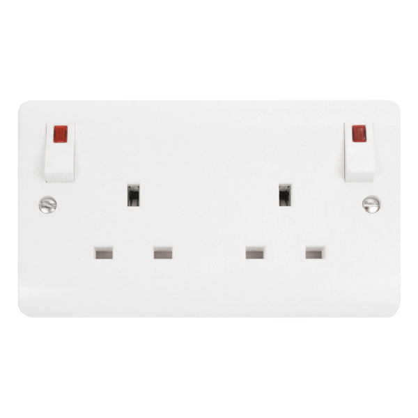 Click Scolmore Mode 13A 2 Gang Outboard Plug Socket White - CMA840, Image 1 of 1