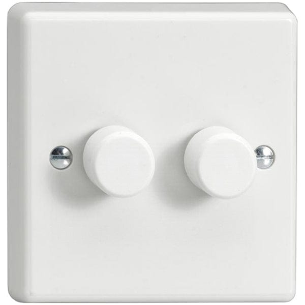 Varilight 2x250W 1 Way 2 Gang Dimmer Switch - White - HQ2W, Image 1 of 1