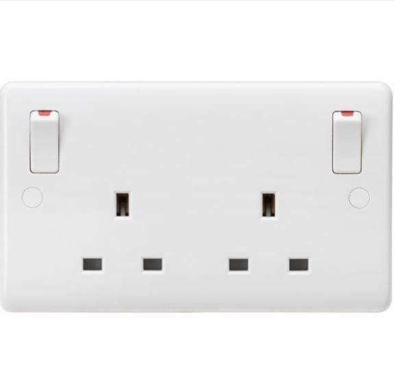 Knightsbridge 13A 2G DP Switched Socket with twin earths and outboard rockers - White - CU9001, Image 1 of 1