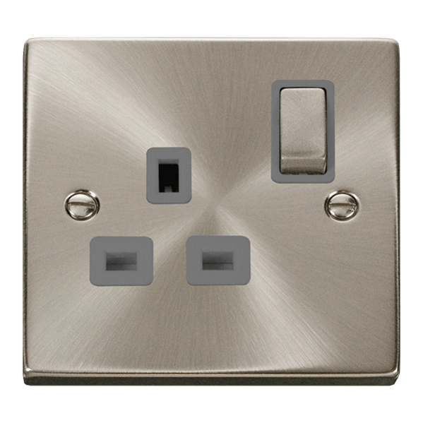 Click Scolmore Deco Ingot 1 Gang 13A 2 Pole Switched Socket  - VPSC535GY, Image 1 of 1