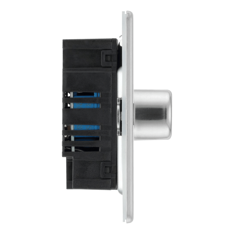 BG Screwless Flatplate Brushed Steel Double Intelligent Led Dimmer Switch, 2-Way Push On/Off - FBS82, Image 2 of 3