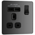 BG Evolve Black Chrome Single Switched 13A Power Socket + 2 X USB (2.1A) - PCDBC21U2B