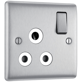 BG Nexus Metal Brushed Steel Wh 15A, 1G Sw Skt - NBS99W