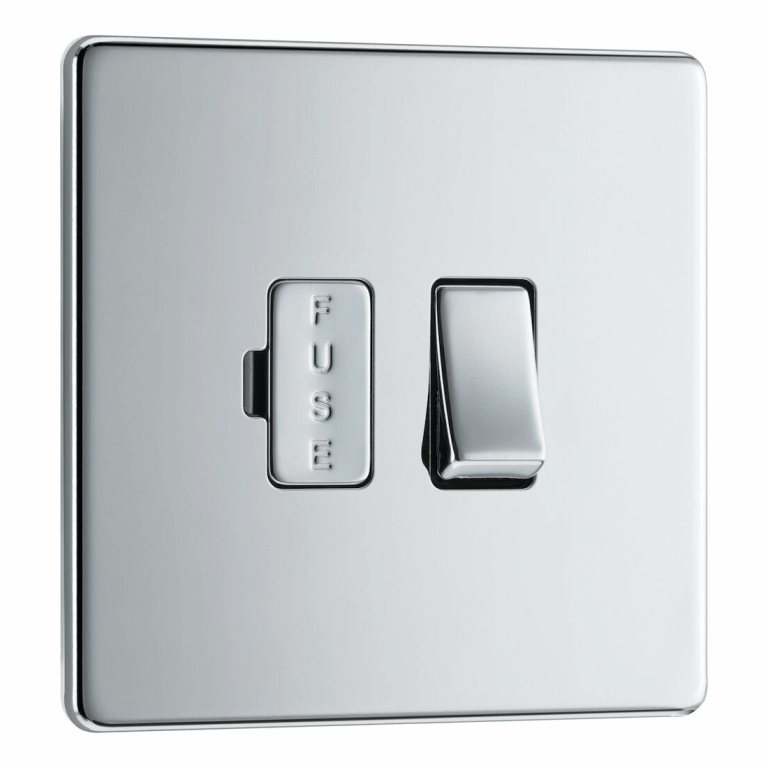 BG Screwless Flatplate Polished Chrome Switched 13A Fused Connection Unit - FPC50, Image 1 of 3