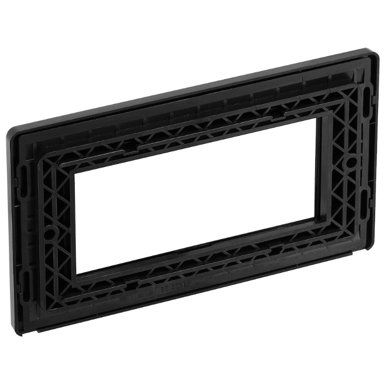 BG Evolve Black Chrome Grid 4 Gang Euro Module Front Plate - PCDBCEMR4B, Image 3 of 3