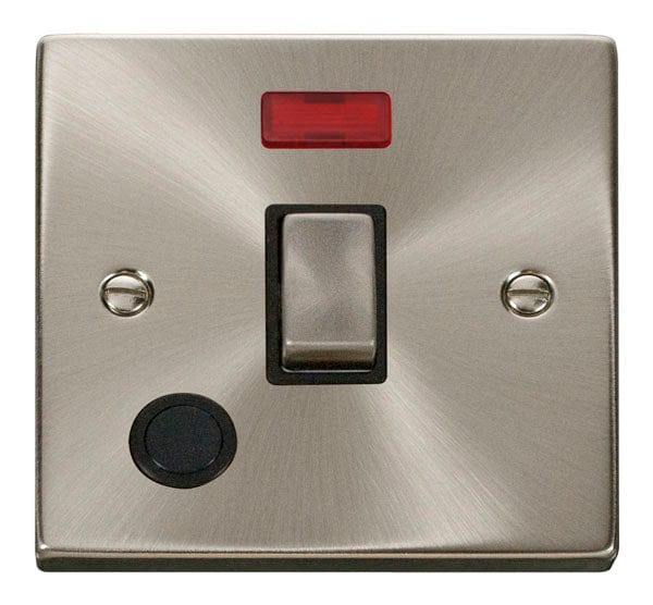 Click Scolmore Deco Satin Chrome 1 Gang Double Pole Switch 20A With Black Ingot - VPSC523BK, Image 1 of 1