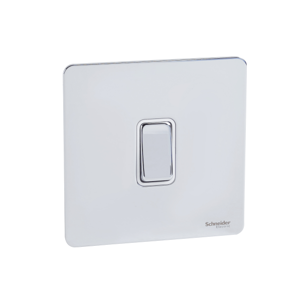 Schneider USFP 16AX 1G 2W Switched White Insert - Polished Chrome - GU1412WPC, Image 1 of 1