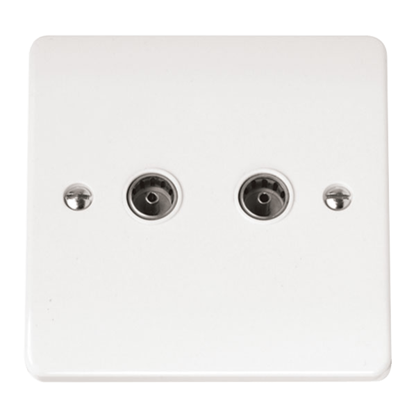Click Scolmore Mode 1 Gang Coaxel Twin Socket Outlit Polar White - CMA066, Image 1 of 1