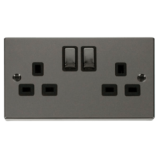 Click Scolmore Deco 13A 2 Gang Plug Socket - VPBN536BK