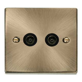 Click Scolmore Deco 2 Gang Non-Isolated Co-Axial Socket - VPAB066BK