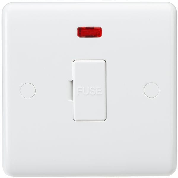Knightsbridge Curved Edge 13A Fused Spur Unit with Neon - White - CU6000N, Image 1 of 1