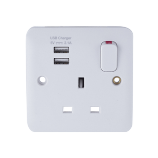 Schneider LWM Plug Socket 2x USB SP 2.1A White - GGBL30102USBAS