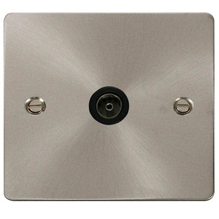 Click Scolmore Define Brushed Steel 1 Gang Coaxial Outlet With Black - FPBS065BK