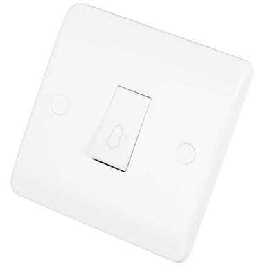 Click Scolmore Mode 10A 1 Gang 1 Way Retractive Switch Marked Bell Polar White - CMA027, Image 1 of 1