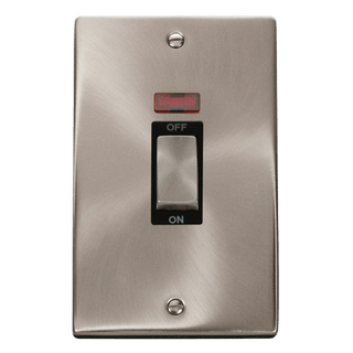 Click Scolmore Deco Ingot 2 Gang 45A 2 Pole Neon Switch - VPSC503BK