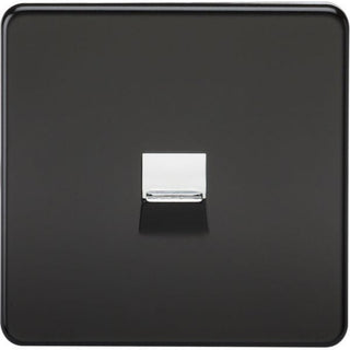 Knightsbridge Screwless Telephone Extension Socket - Matt Black with Chrome Shutter - SF7400MB