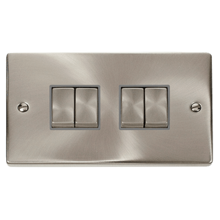Click Scolmore Deco Ingot 4 Gang 10AX 2 Way Plate Switch - VPSC414GY