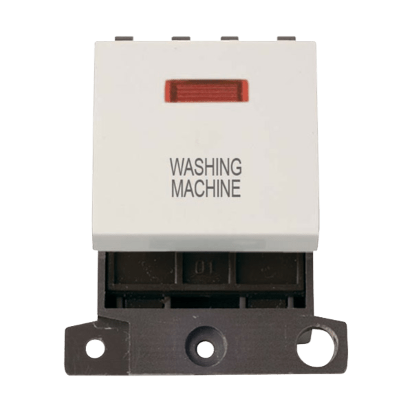 Click Scolmore MiniGrid 20A Double-Pole Ingot & Neon Washing Machine Switch White - MD023PW-WM, Image 1 of 1
