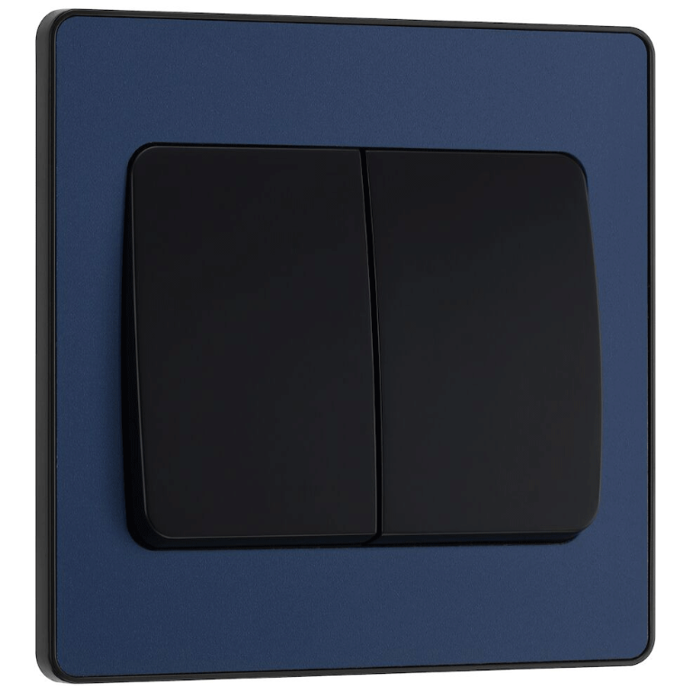 BG Evolve Matt Blue Double Light Switch 20A 16AX 2 Way Wide Rocker - P ...