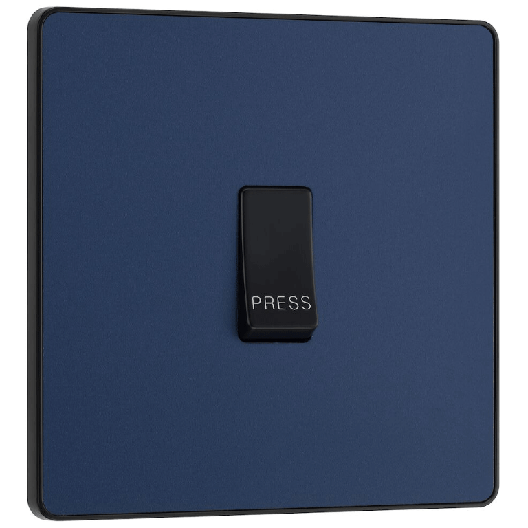 BG Evolve Matt Blue Single Press Switch 10A - PCDDB14B, Image 1 of 3