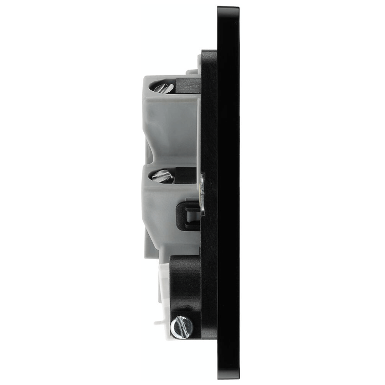 BG Evolve Black Chrome Unswitched 13A Fused Spur Unit With Power LED Indicator And Flex Outlet - PCDBC54B, Image 2 of 3