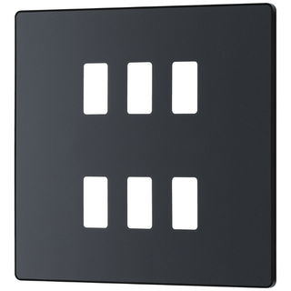 BG Evolve 6 Gang Grid Front Plate - Matt Grey (Black) - RPCDMG6B