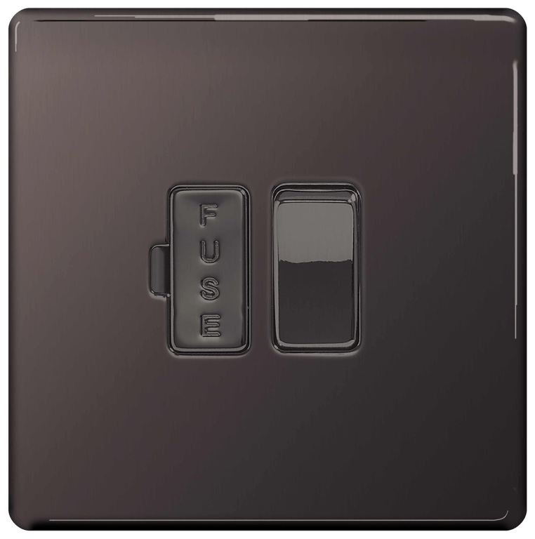 BG Screwless Flatplate Black Nickel Switched 13A Fused Connection Unit - FBN50, Image 2 of 4